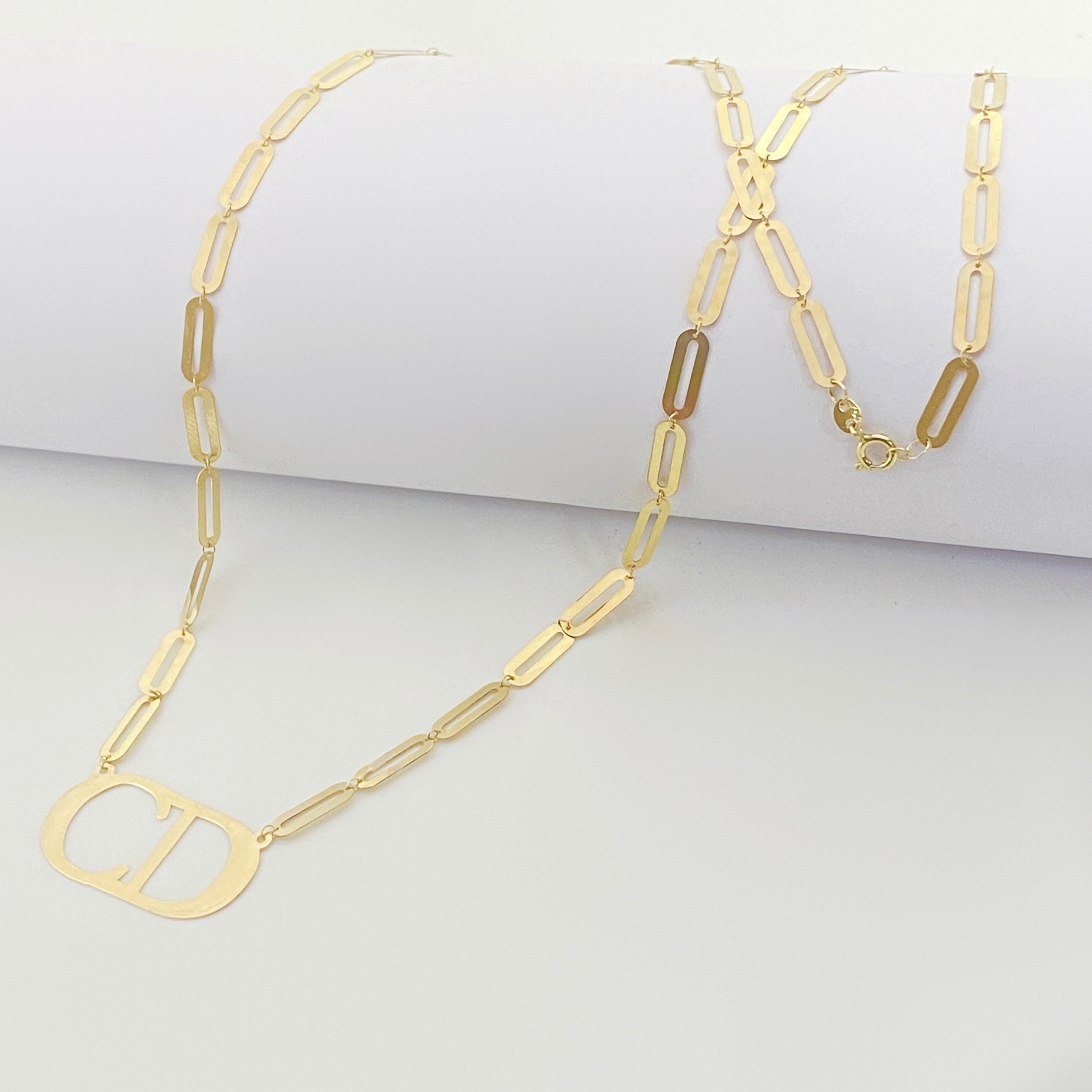 18K Real Gold Cd Paper Clip Necklace - Embellish Gold