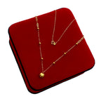 18K Real Gold Heart with Balls & Paper Clip Necklace - Embellish Gold