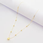 18K Real Gold Heart with Balls & Paper Clip Necklace - Embellish Gold