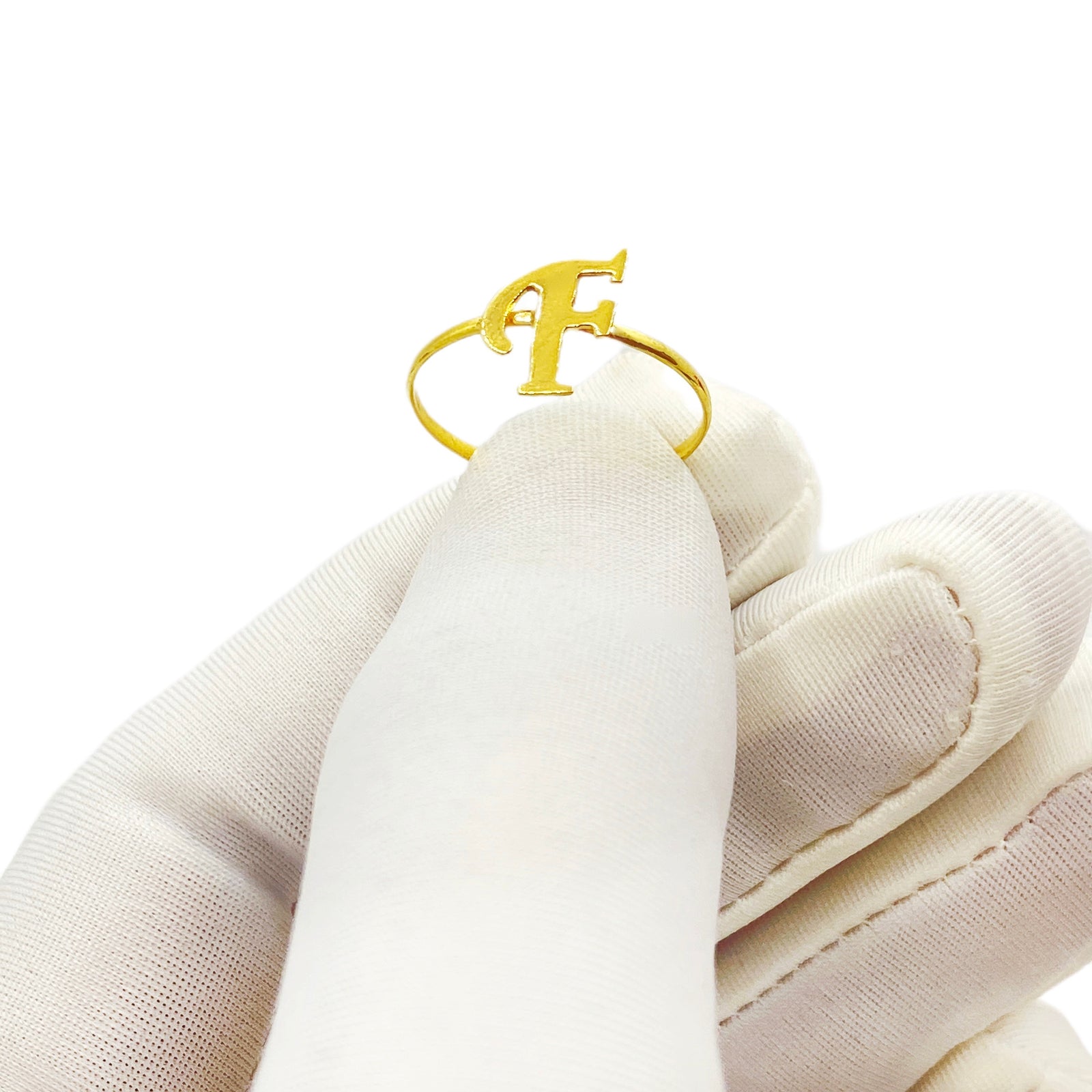 18K Real Gold Customize Letter Ring - إطلاق جديد - Embellish Gold