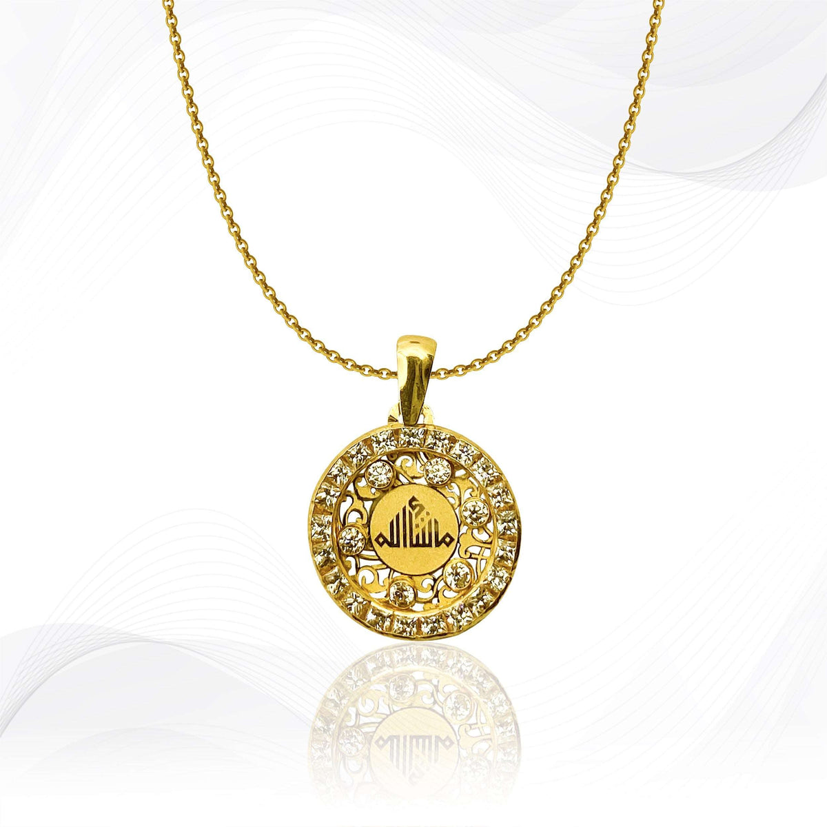 18K Gold Mash Allah Necklace for Men's & Women's 1.7