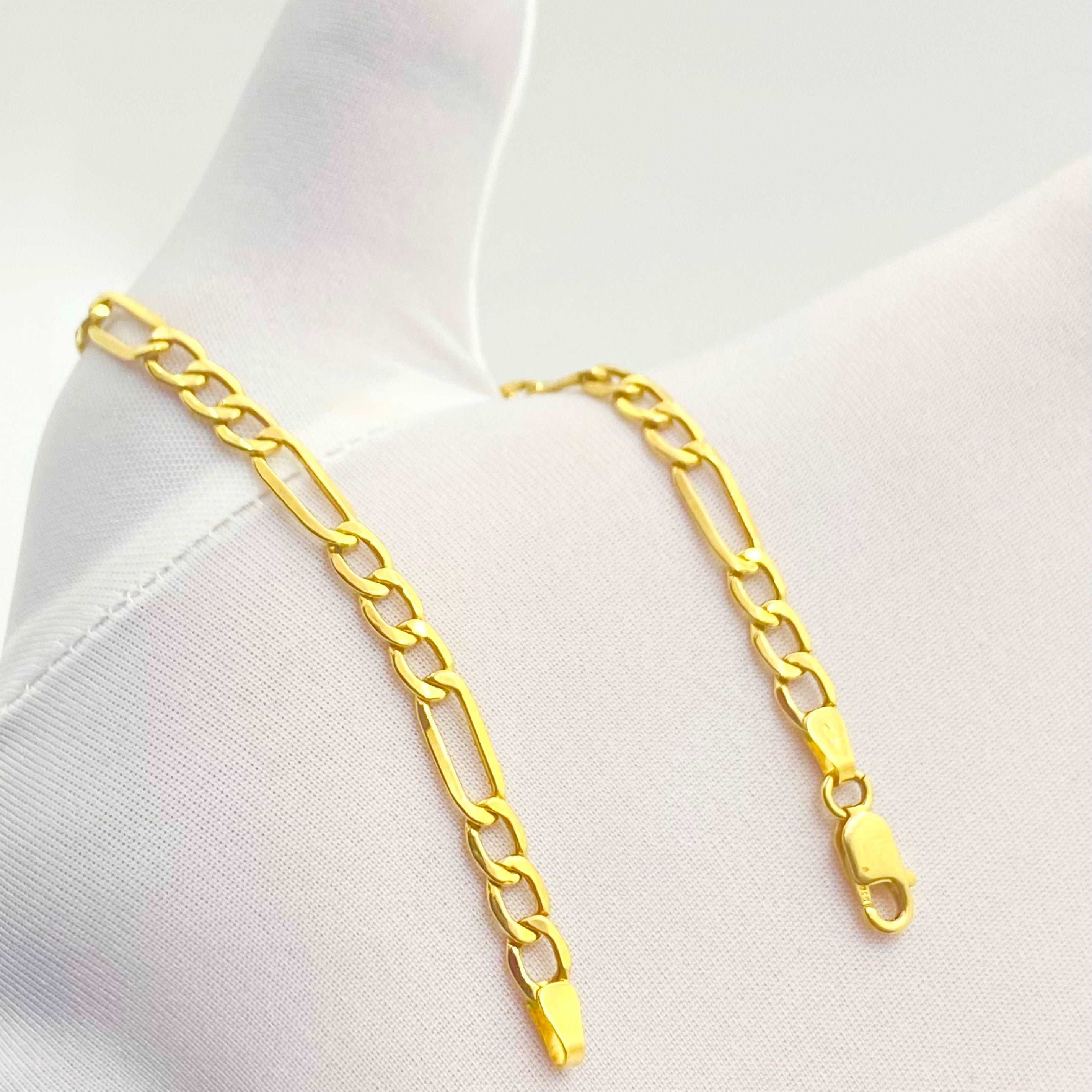 18K Real Gold Figaro Bracelet - Embellish Gold