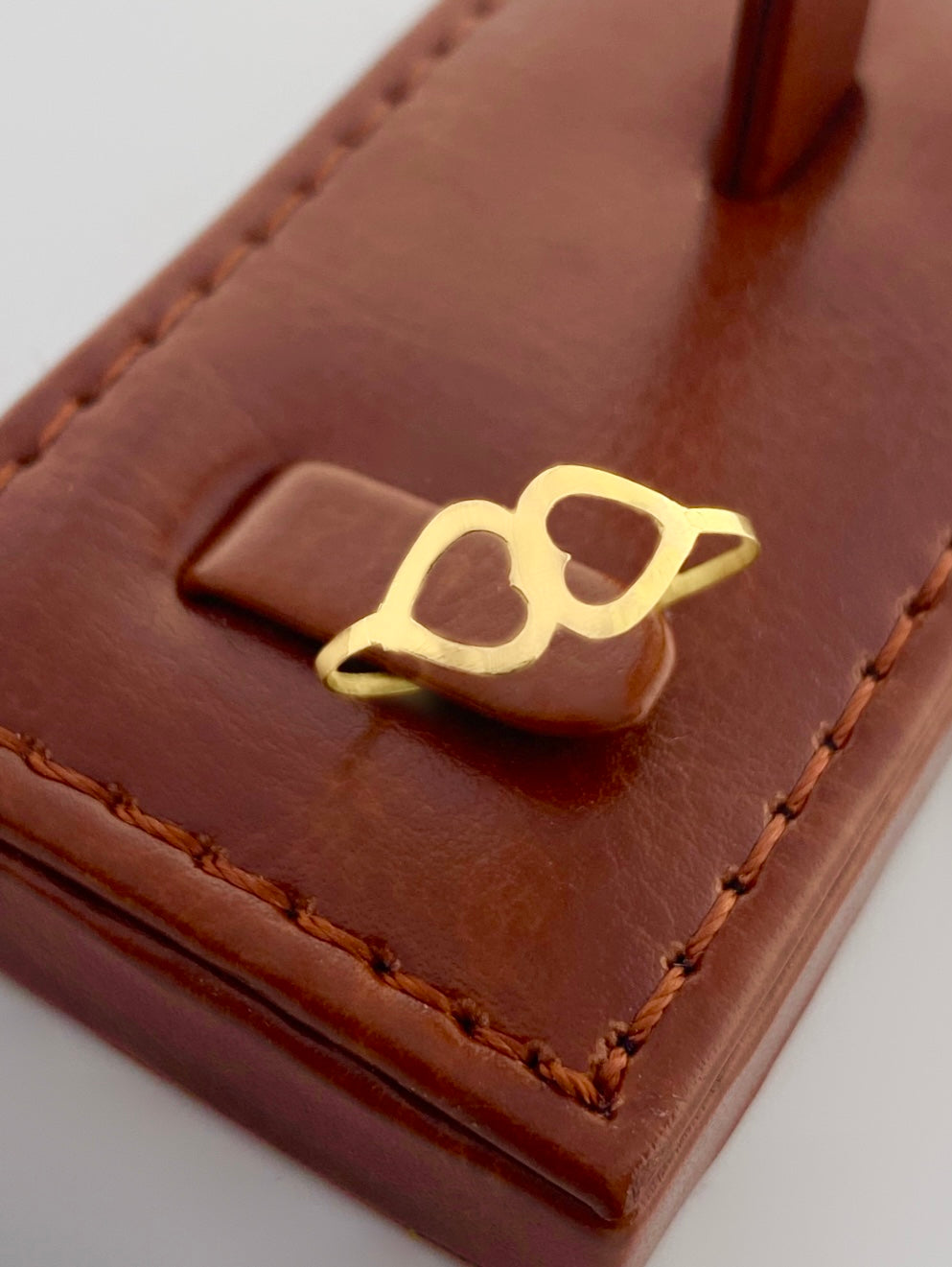 18K Real Gold Double Heart Ring - Festive Collection - Embellish Gold