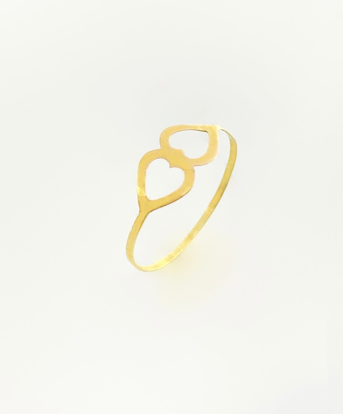 18K Real Gold Double Heart Ring - Festive Collection - Embellish Gold