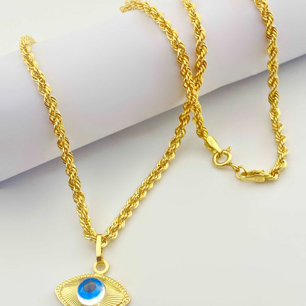 18K Gold Evil Eye Necklace – Embellish Gold Jewelry Diamond