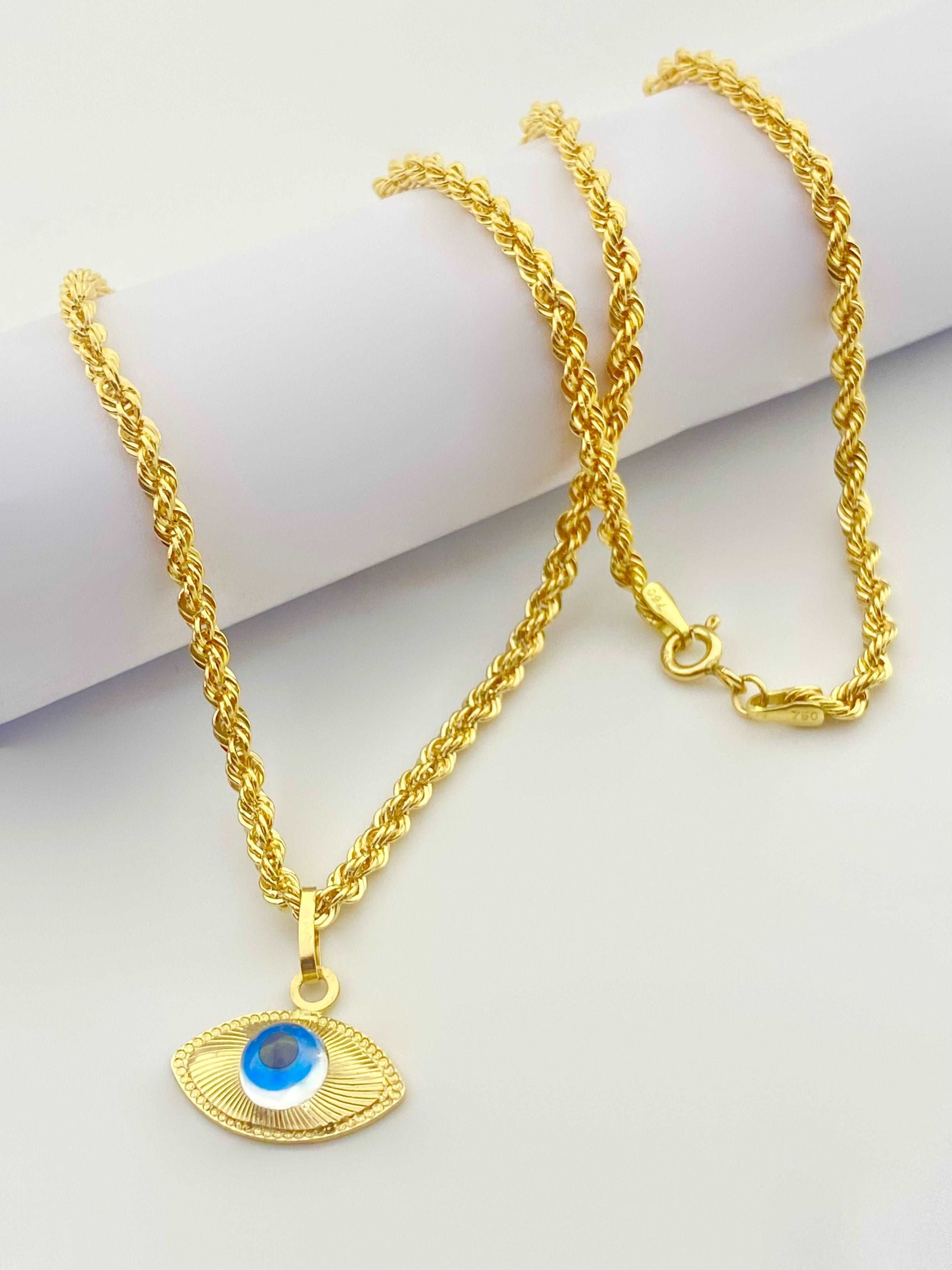 18K Gold Evil Eye Necklace - Necklaces - Embellish Gold