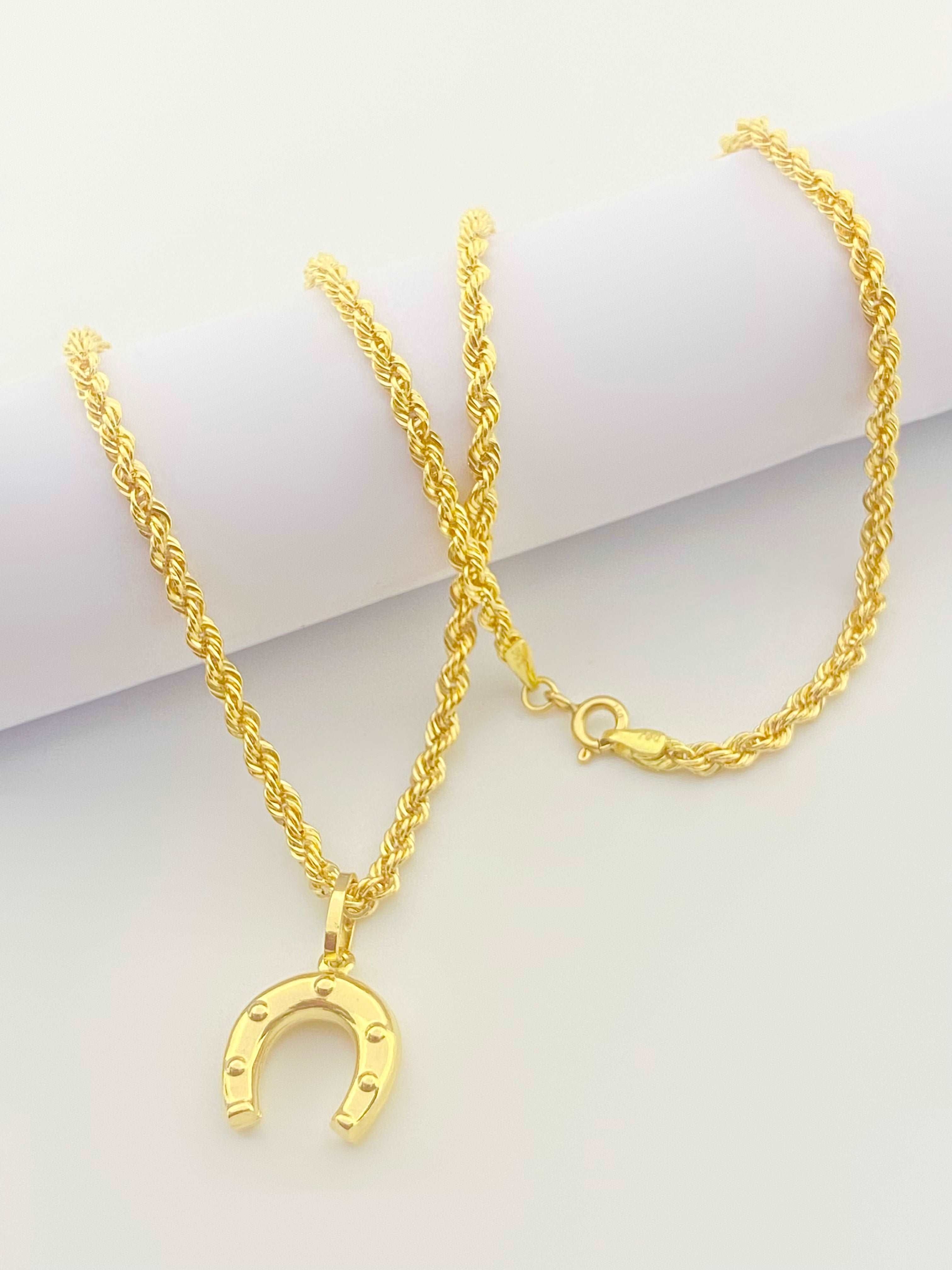 18K Real Gold Horseshoe Necklace - Embellish Gold