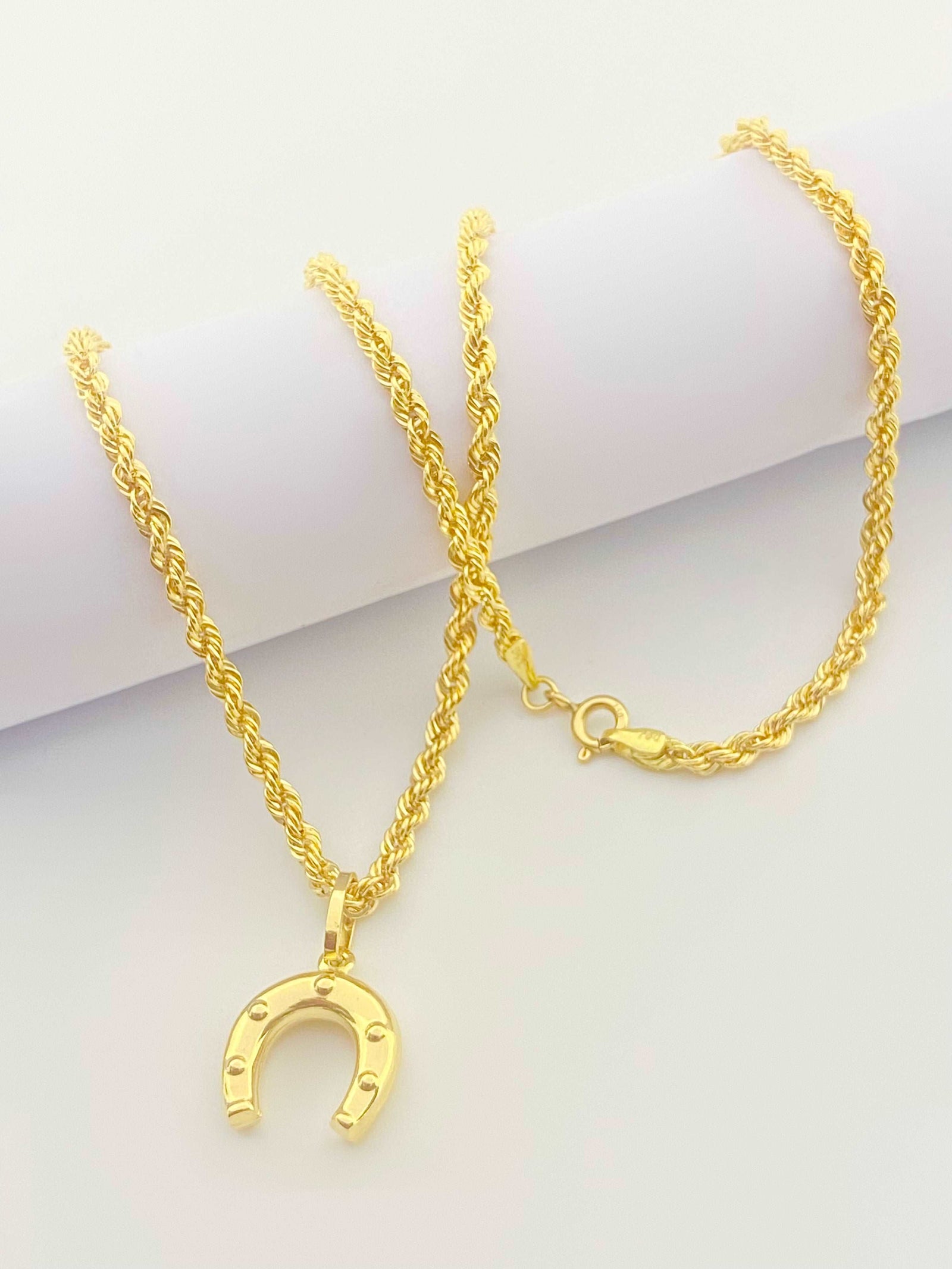 18K Real Gold Horseshoe Necklace - Necklaces - Embellish Gold