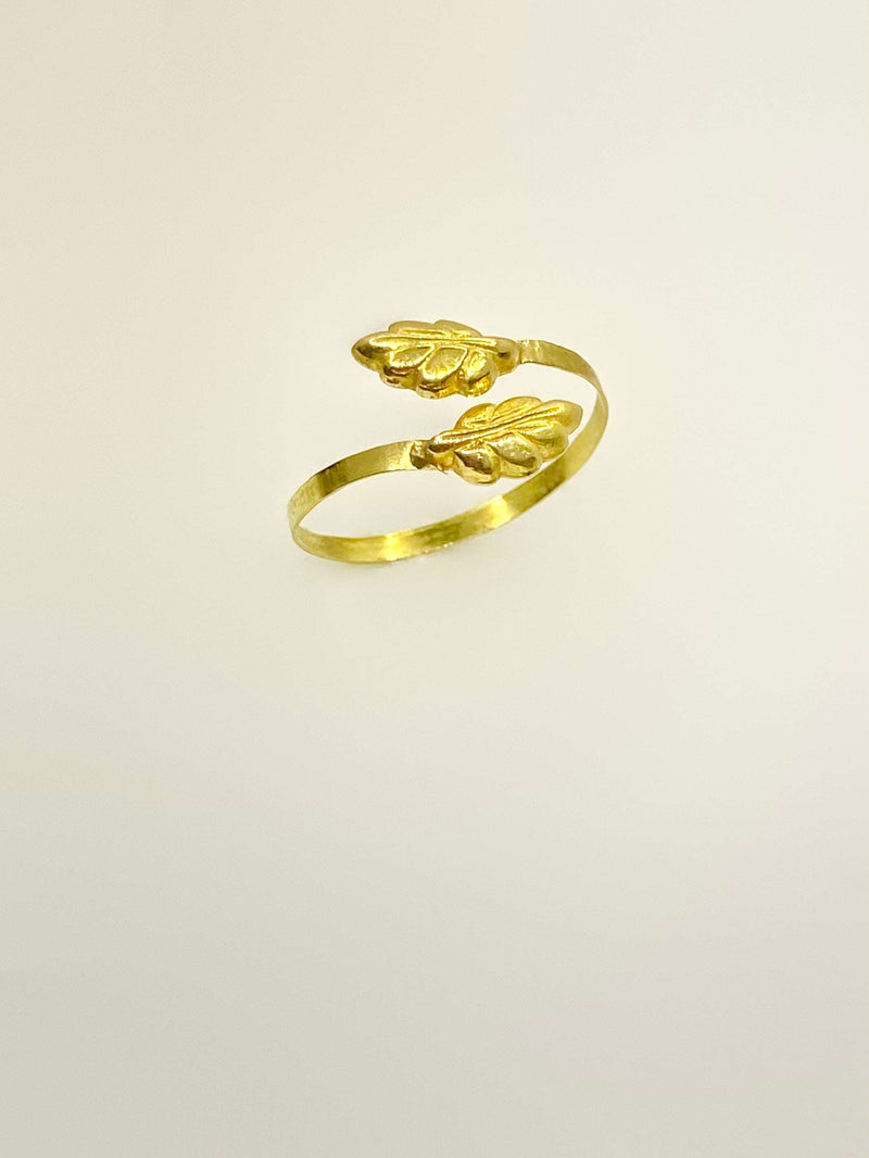 خاتم أوراق الذهب الحقيقي عيار 18 قيراط - خواتم  - Embellish Gold
