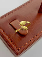 18K Real Gold Double Leaf Ring - Embellish Gold
