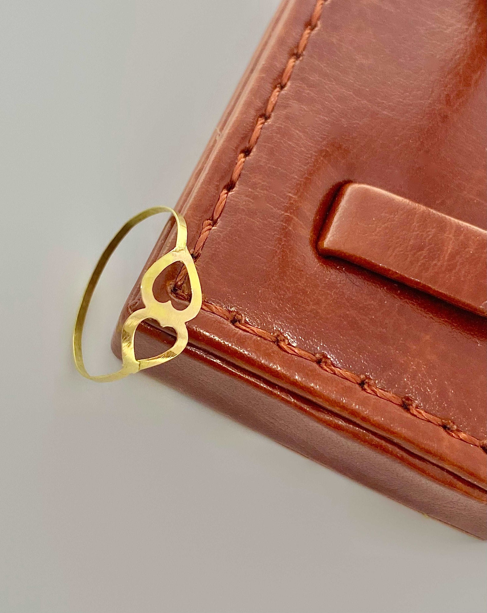 18K Real Gold Double Heart Ring - Festive Collection - Embellish Gold