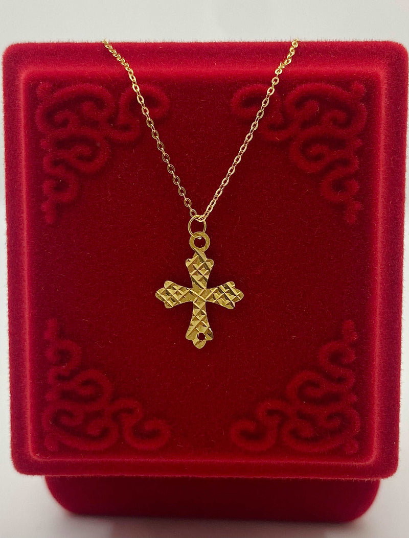 قلادة متقاطعة من الذهب عيار 18 - متجر 99 - Embellish Gold
