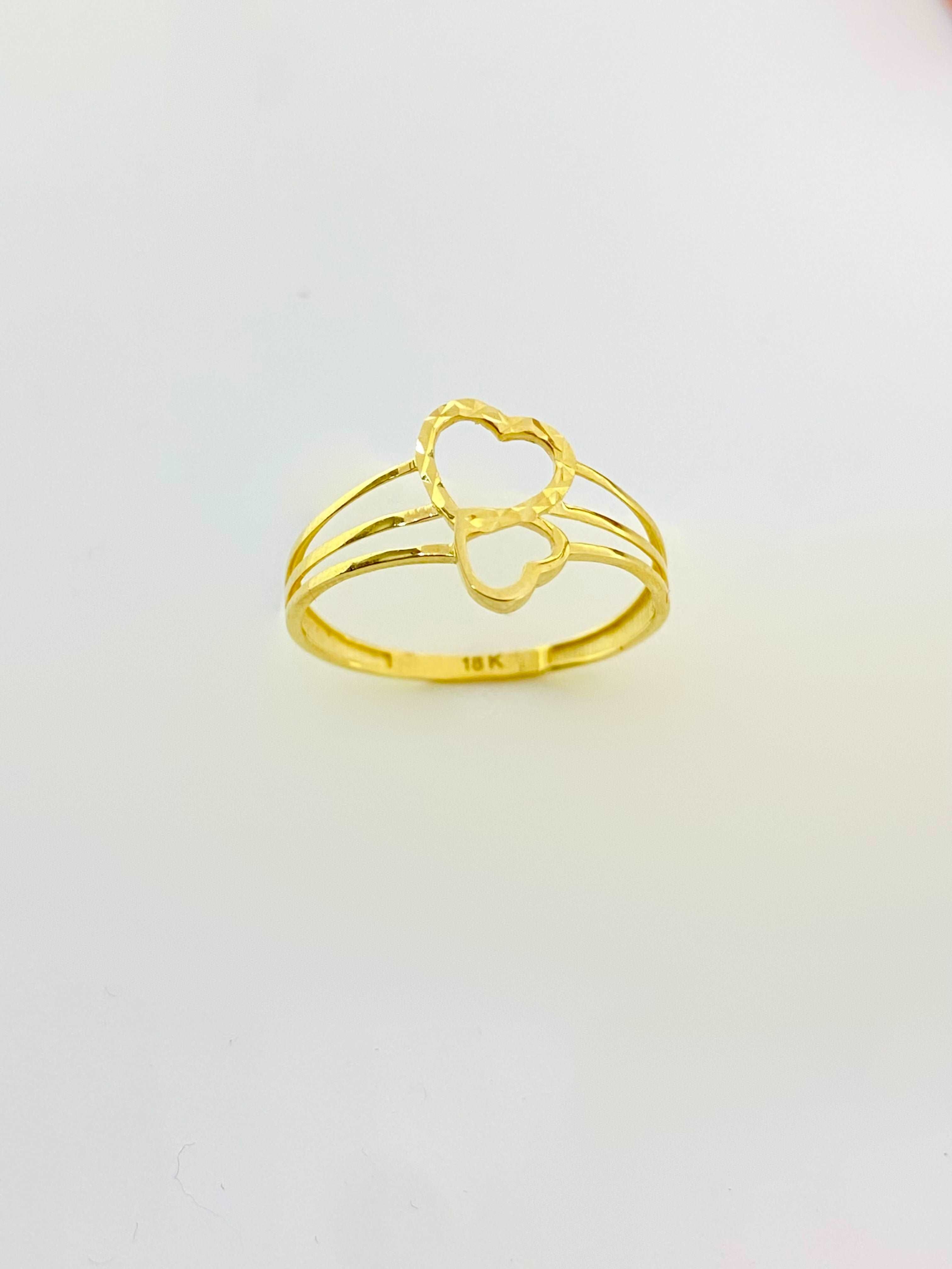 18K Gold love Double Heart Ring - Embellish Gold