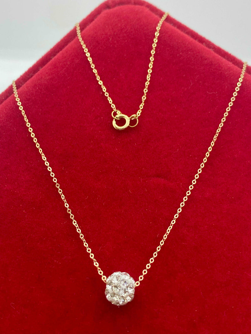 قلادة سواروفسكي من الذهب الحقيقي عيار 18 قيراط باللون الأبيض - 18k Gold Necklace - Embellish Gold