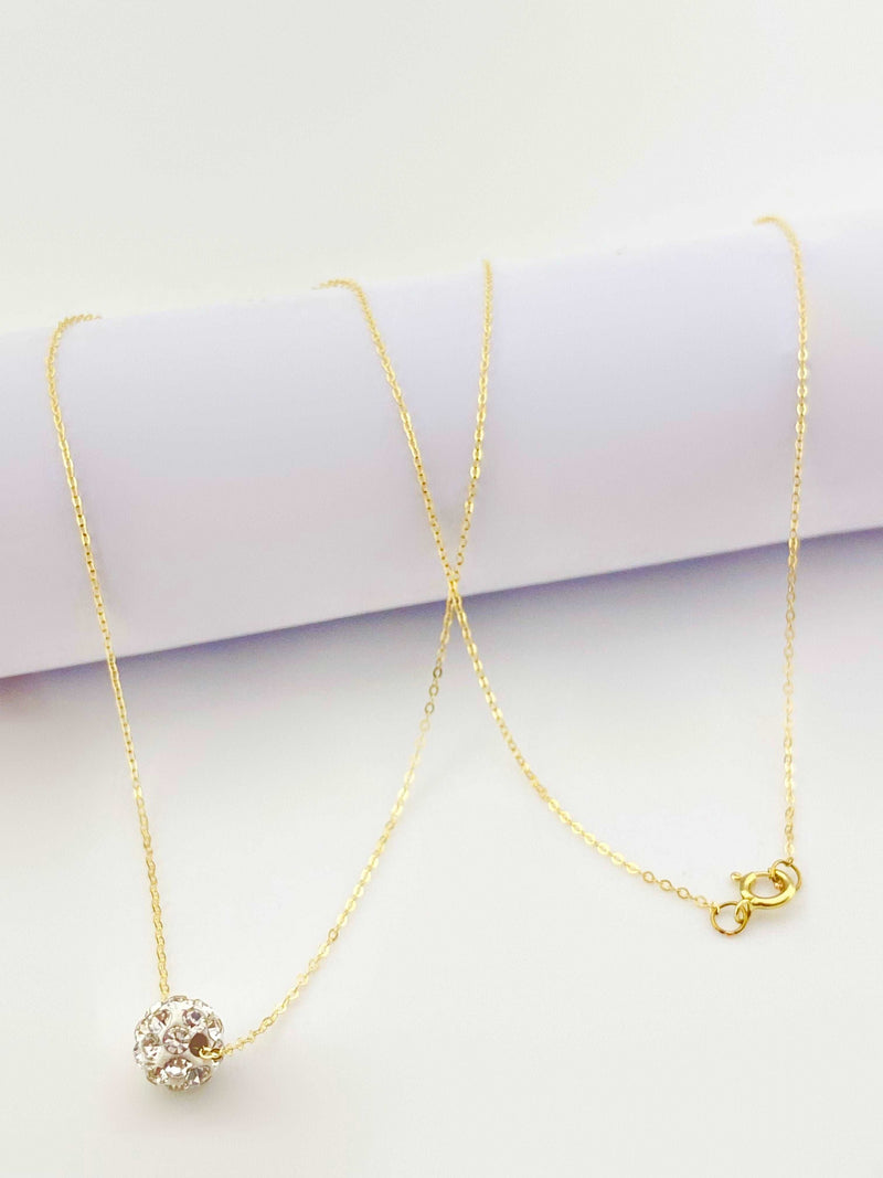 قلادة سواروفسكي من الذهب الحقيقي عيار 18 قيراط باللون الأبيض - 18k Gold Necklace - Embellish Gold