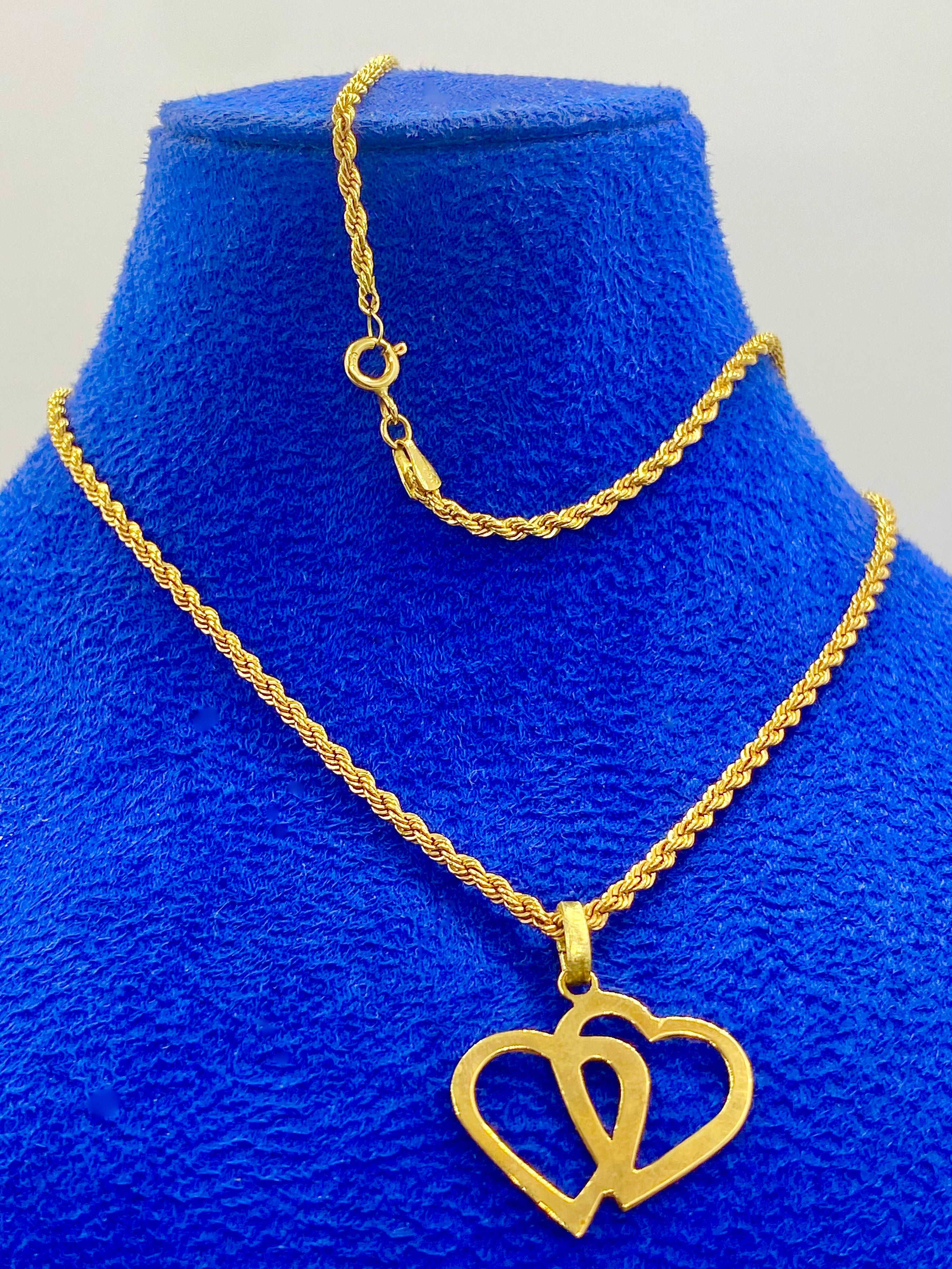 18K Real Gold Double Heart Necklace - Embellish Gold