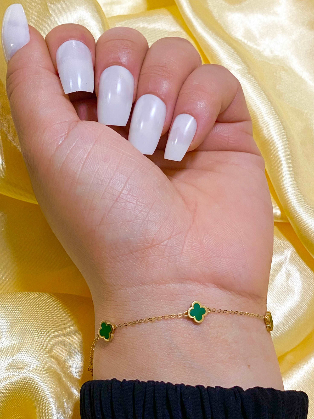 18K Real Gold 5 green vca bracelet - Embellish Gold