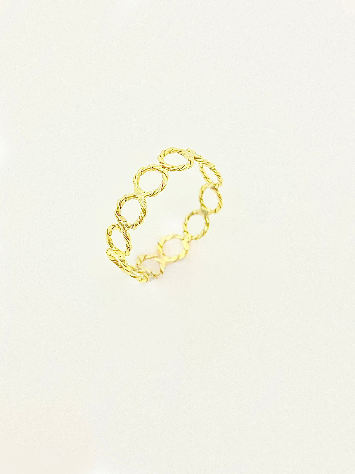 18K Real Gold Twisted circles Ring - Embellish Gold