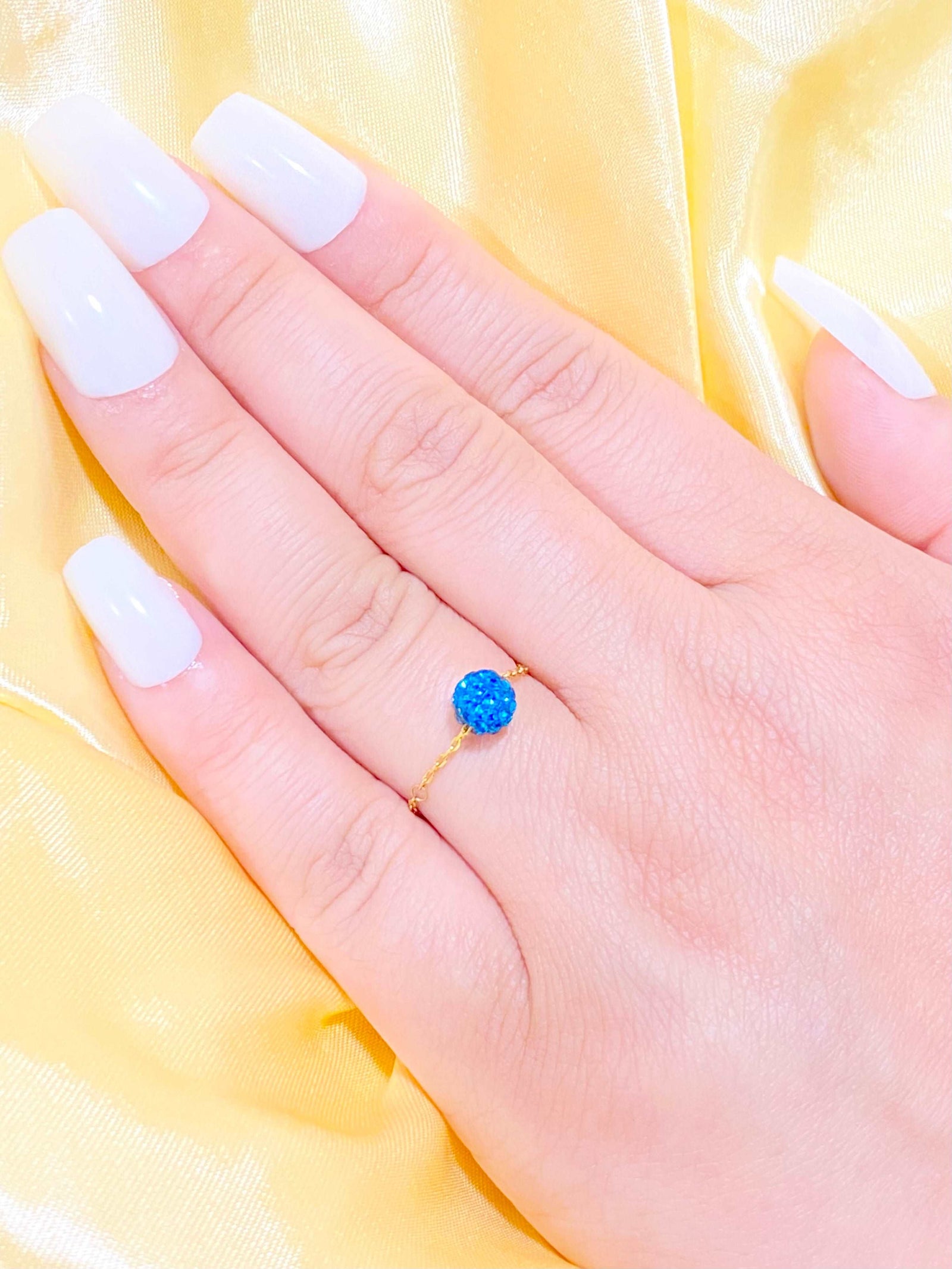 18K Real Gold Sea Blue Swarovski ring - New Launch - Embellish Gold
