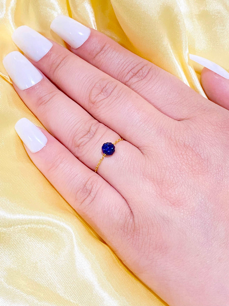 18k الذهب الحقيقي الأسود سلسلة سواروفسكي الدائري - خواتم  - Embellish Gold