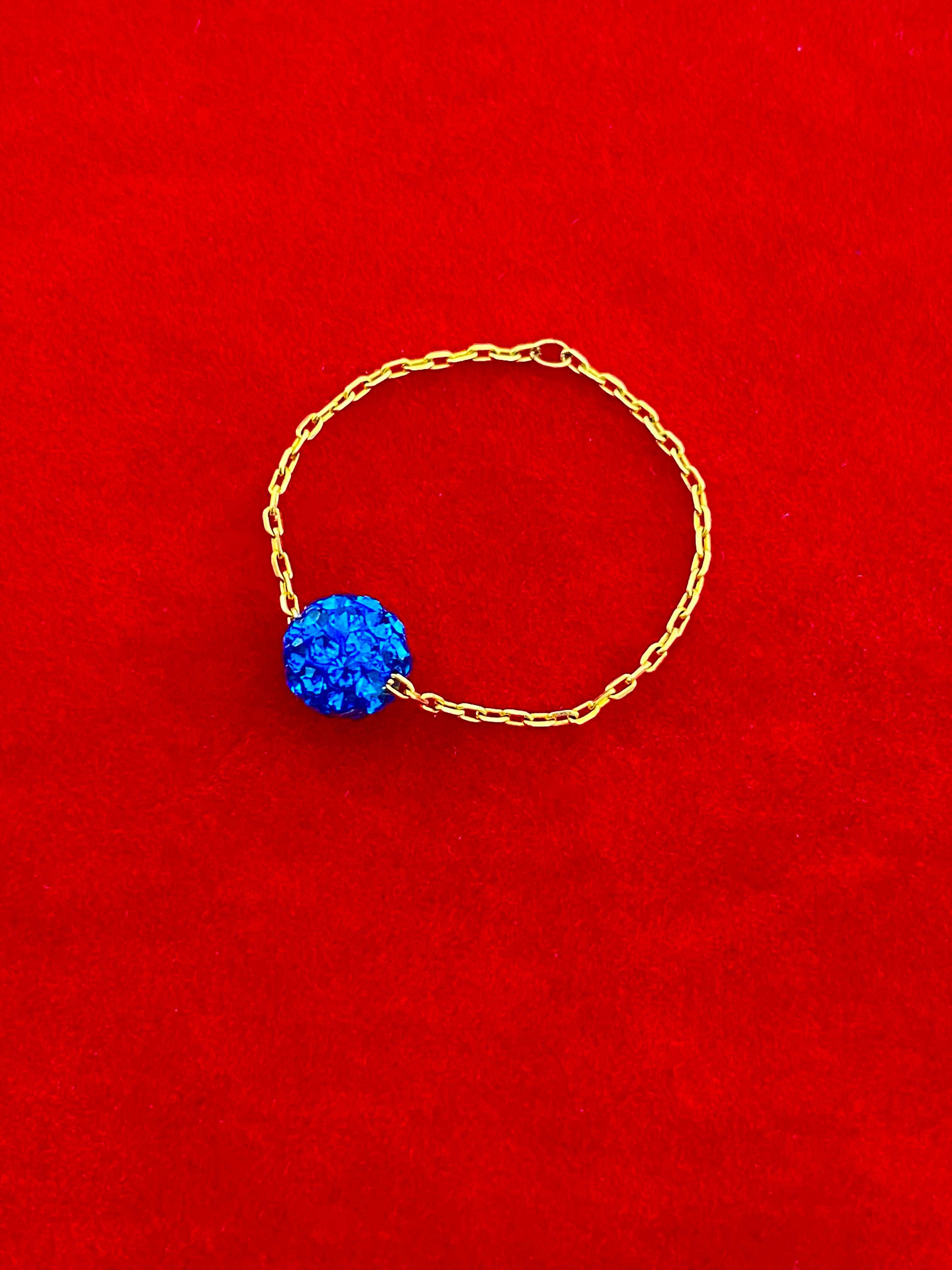 18K Real Gold Sea Blue Swarovski ring - Embellish Gold