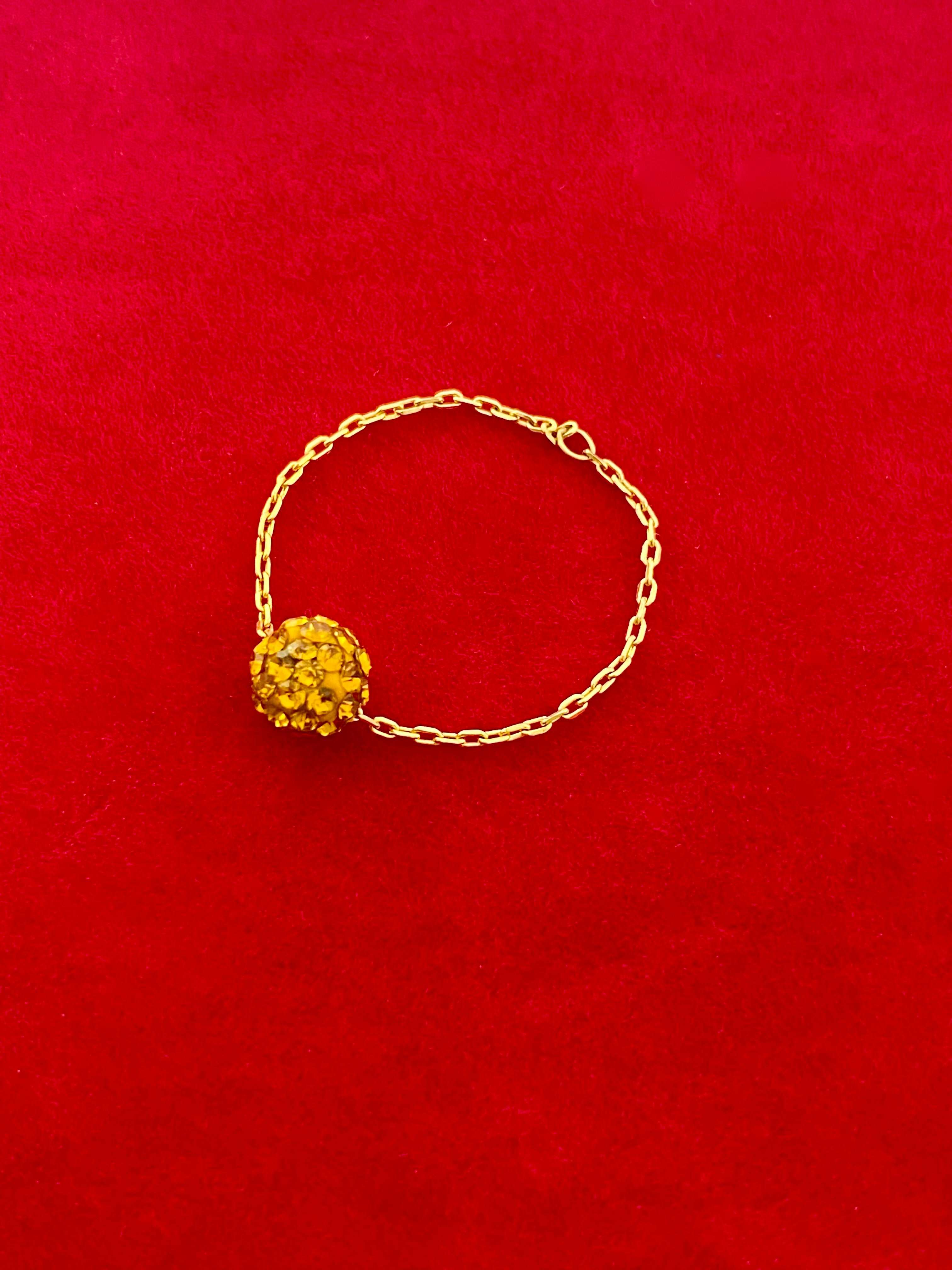 18K Real Gold Orange Swarrovski Chain Ring - Embellish Gold