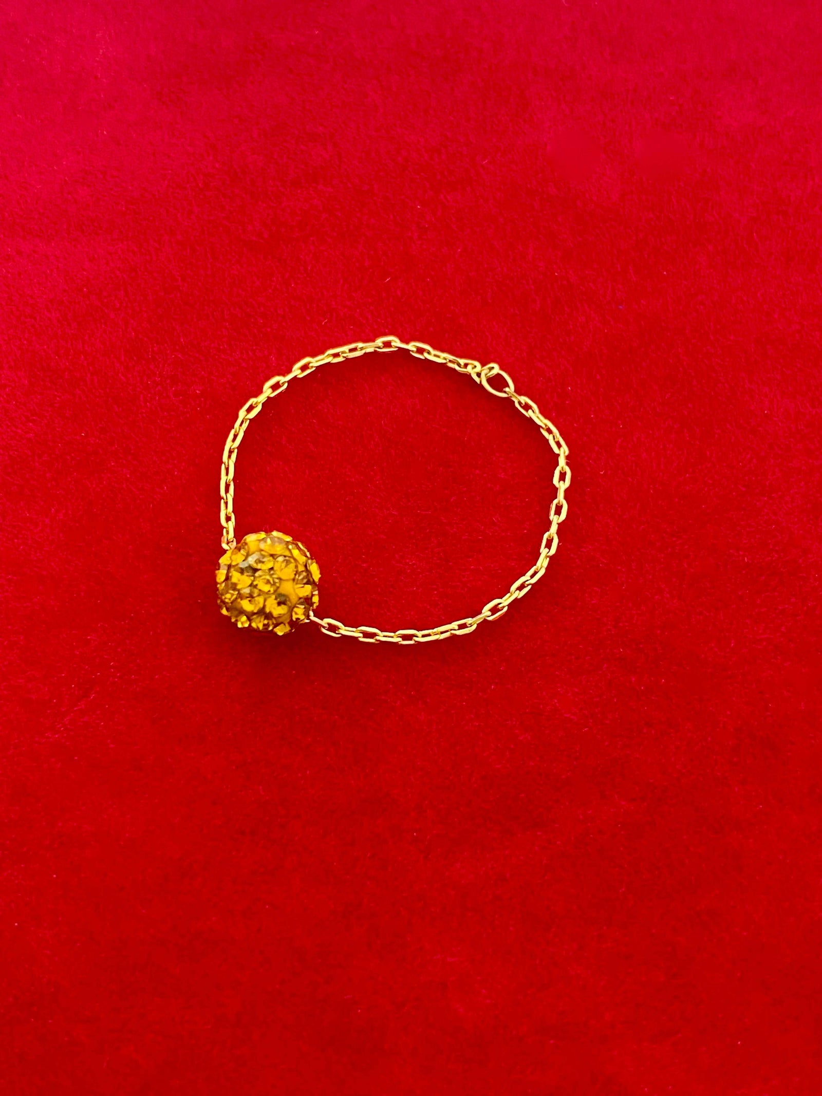 18K Real Gold Orange Swarrovski Chain Ring - New Launch - Embellish Gold