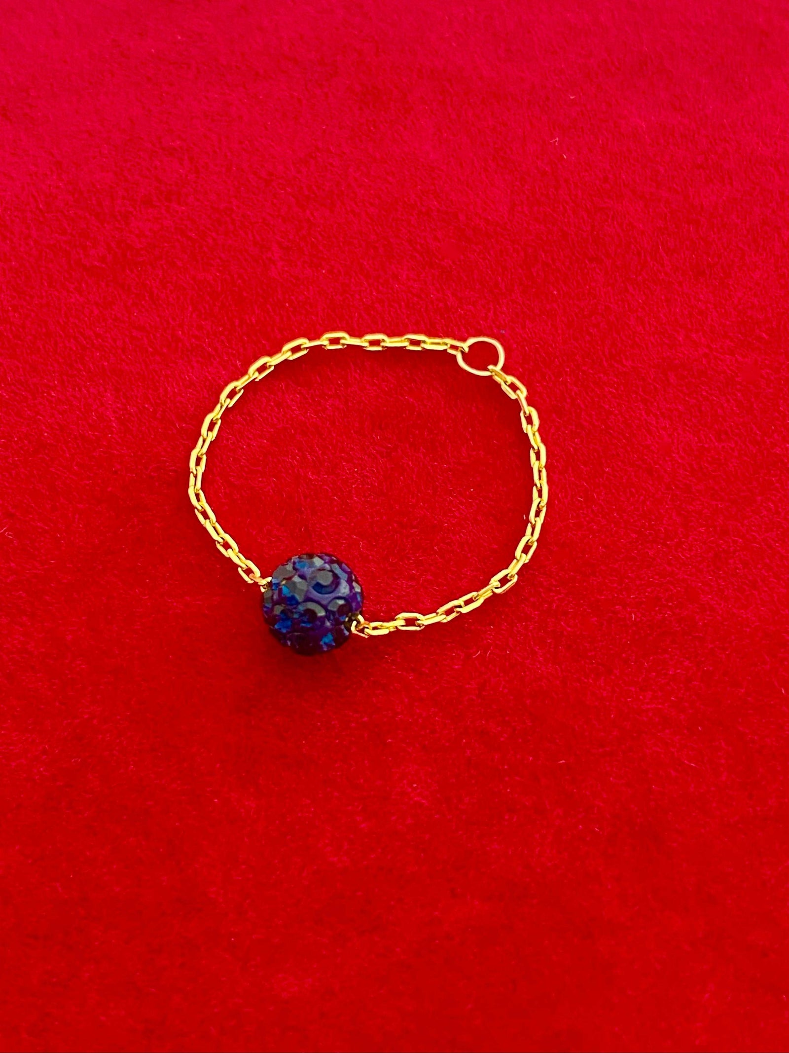 18K Gold Navy Blue Swarovski Chain Ring - New Launch - Embellish Gold