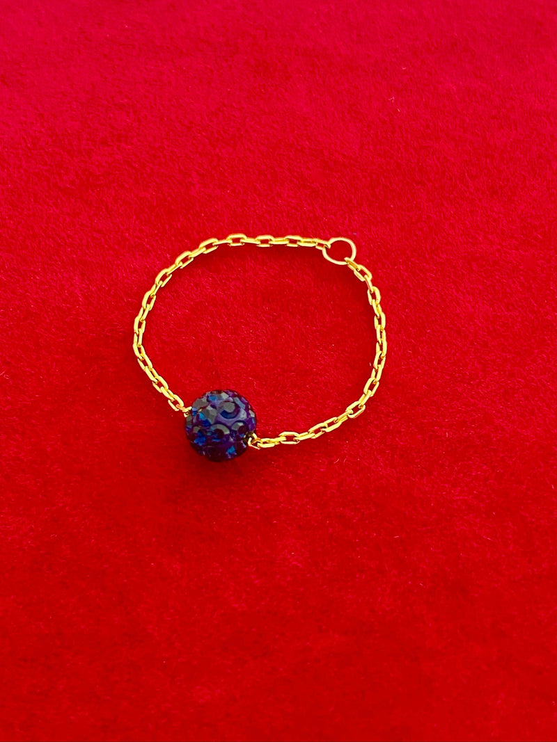 18k الذهب الحقيقي الأسود سلسلة سواروفسكي الدائري - خواتم  - Embellish Gold