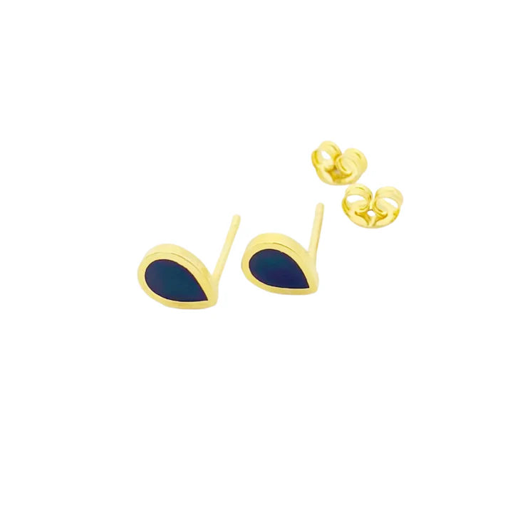 18k الذهب الحقيقي الاقراط القطرة السوداء - إطلاق جديد - Embellish Gold