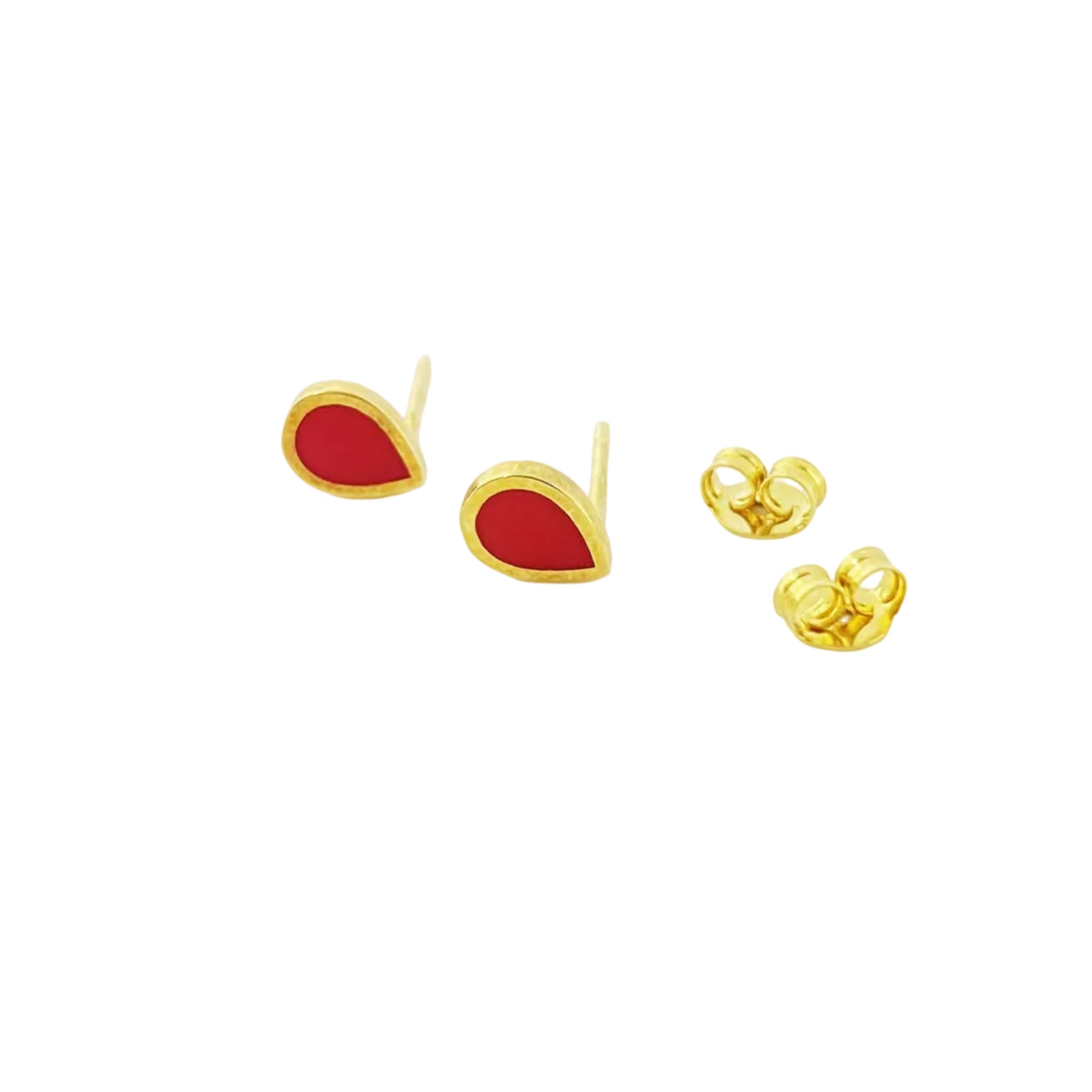 18K Real Gold Red Droplet Earrings - Earrings - Embellish Gold