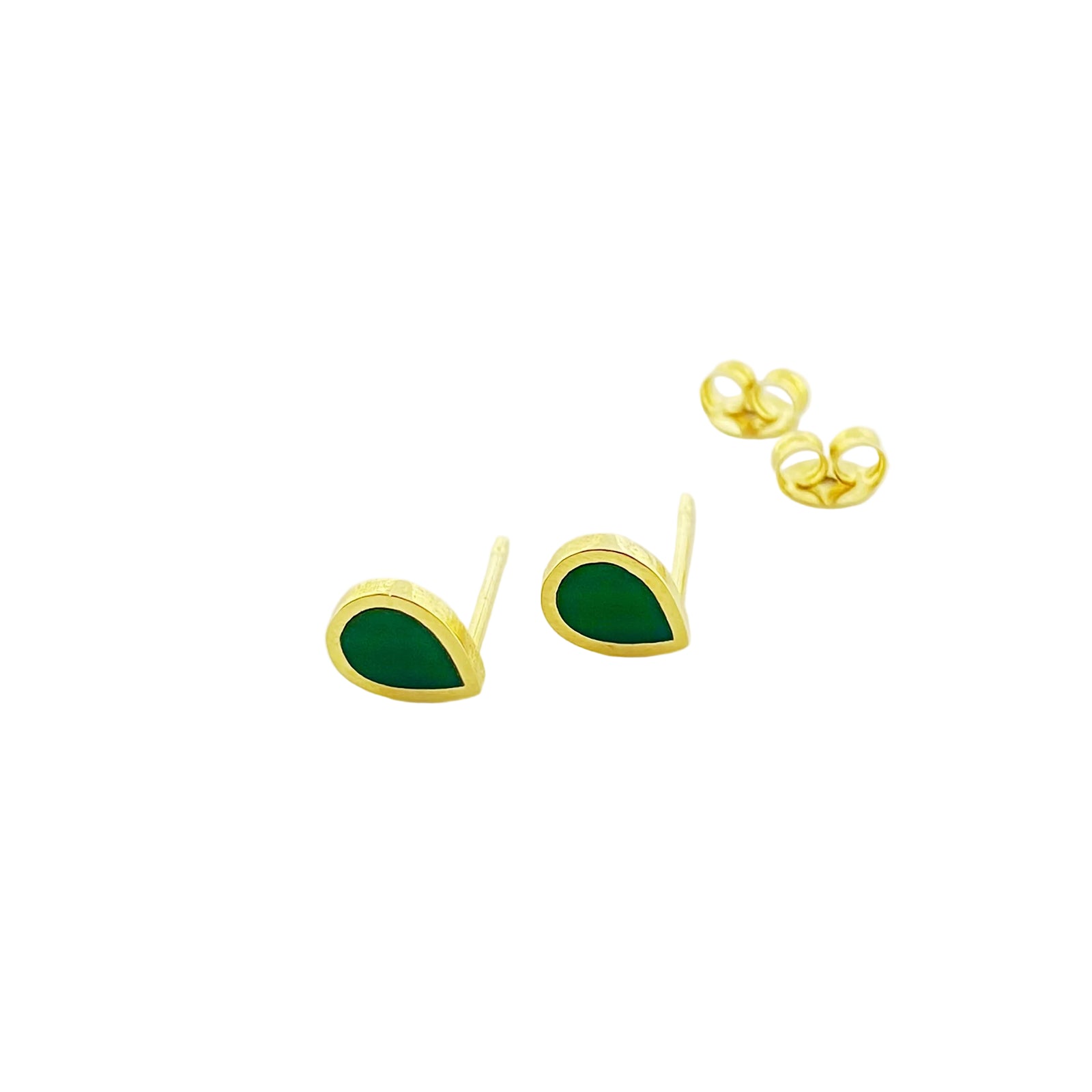 أقراط قطرة خضراء من الذهب الحقيقي عيار 18 قيراط - إطلاق جديد - Embellish Gold