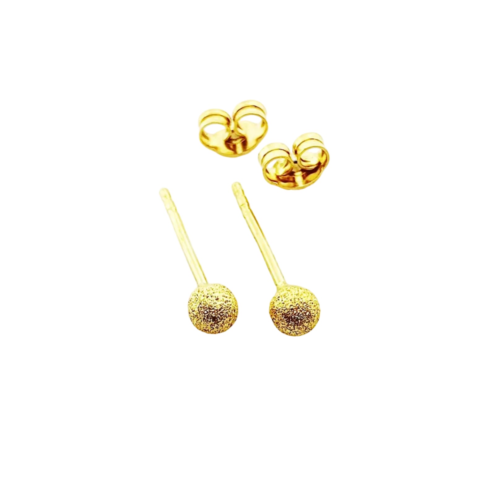 أقراط كرة لامعة ذهبية حقيقية عيار 18 قيراط - 18k Gold Earrings - Embellish Gold