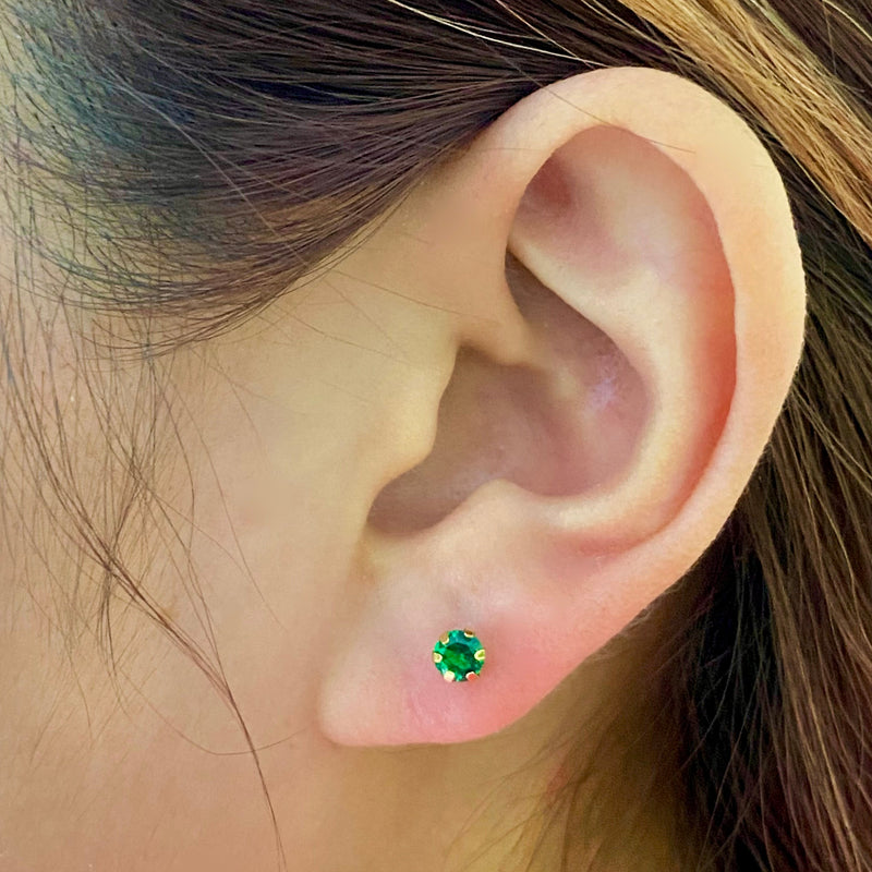 18K Gold Green Zircon Earrings - 18k Gold Earrings - Embellish Gold