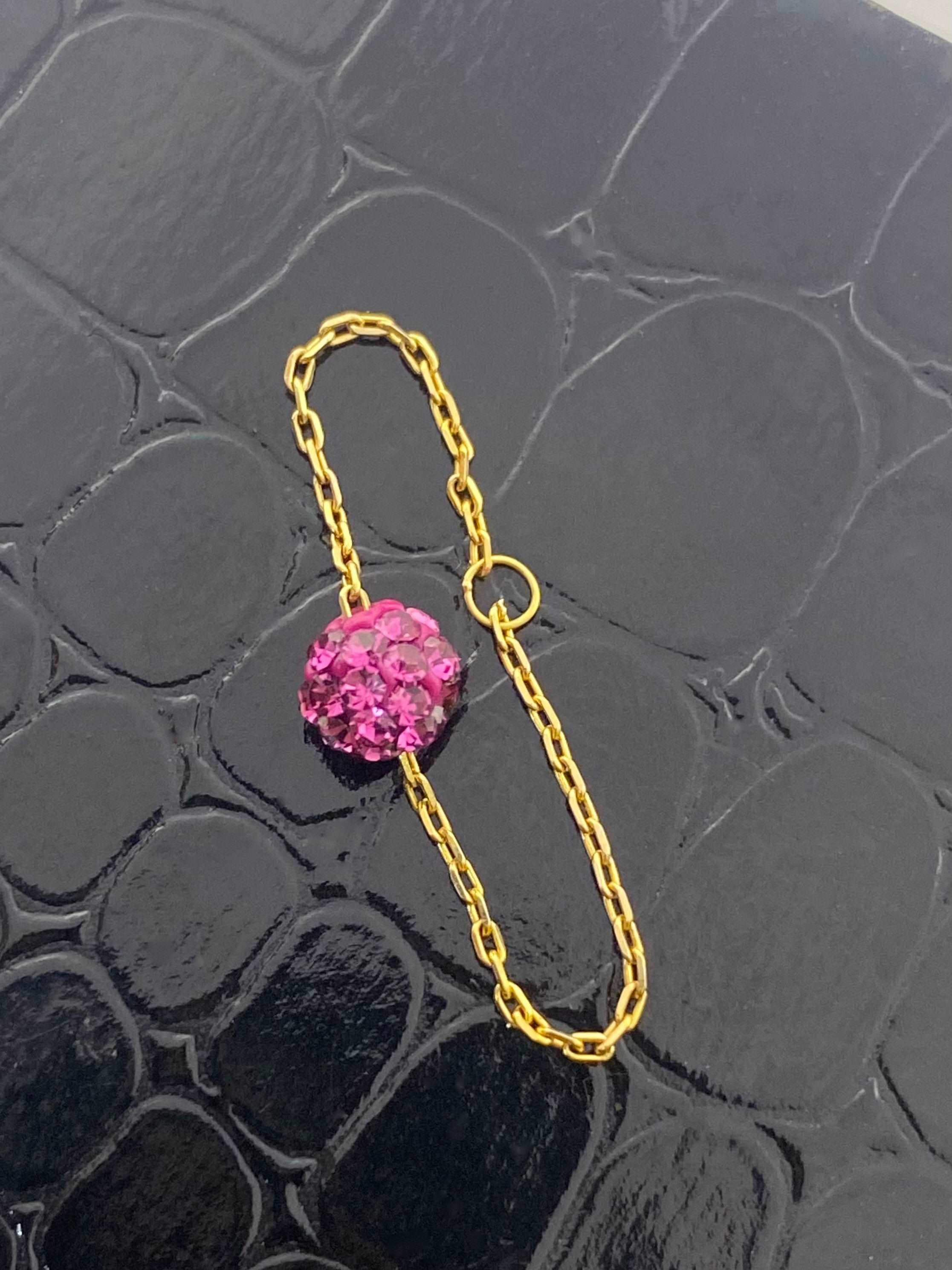18K Real Gold Pink Swarovski Chain Ring - Embellish Gold