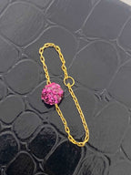 18K Real Gold Pink Swarovski Chain Ring - Embellish Gold