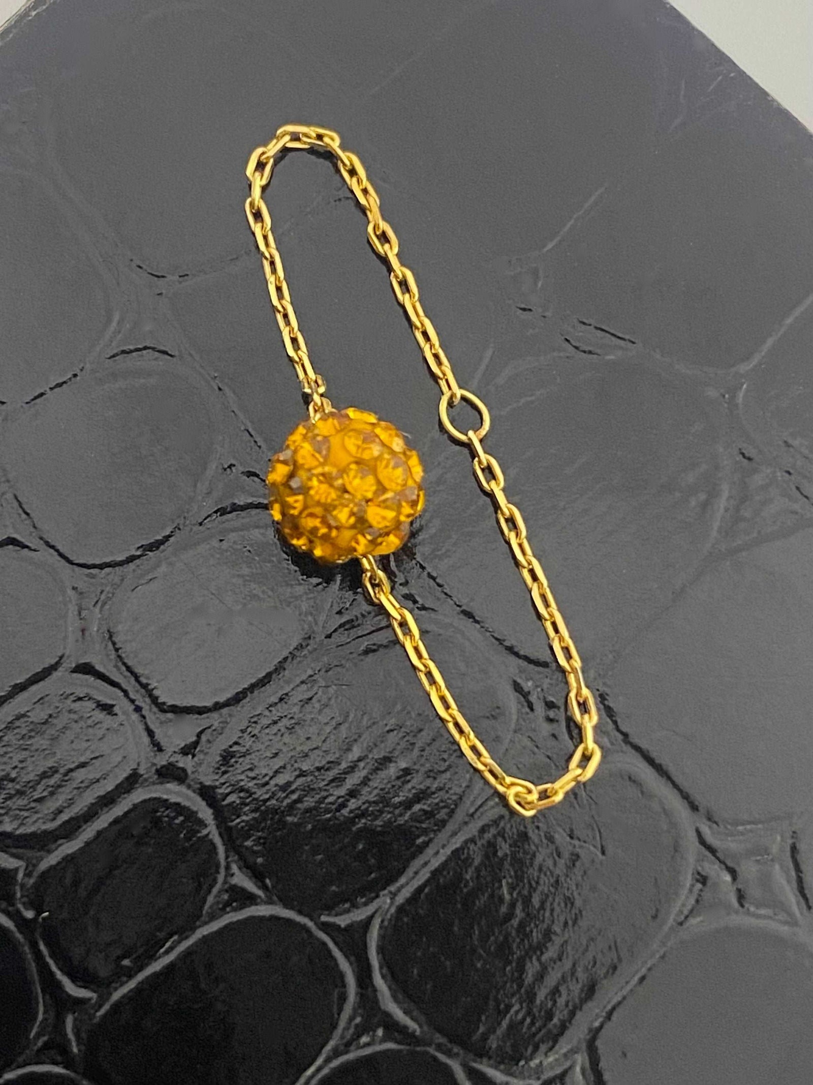 18K Real Gold Orange Swarrovski Chain Ring - New Launch - Embellish Gold