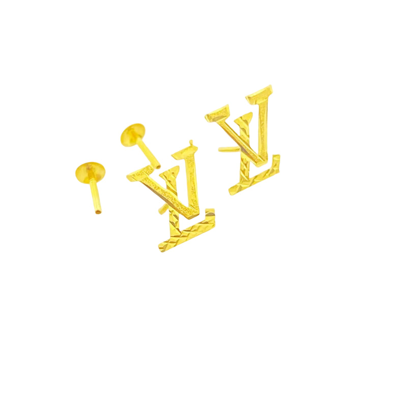 18K Gold Love Screw Earrings - 18k Gold Earrings - Embellish Gold