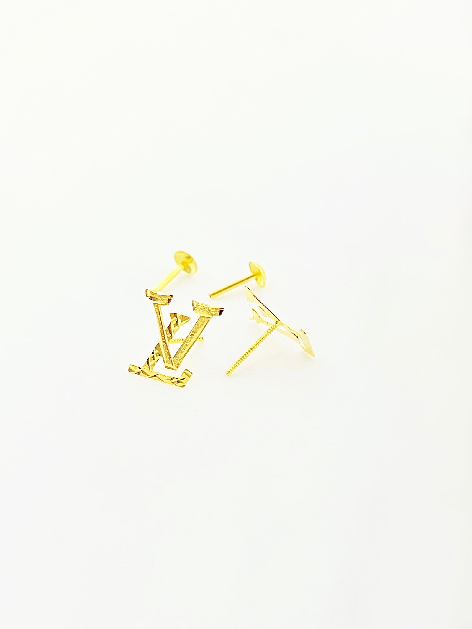18K Gold Love Screw Earrings - 18k Gold Earrings - Embellish Gold