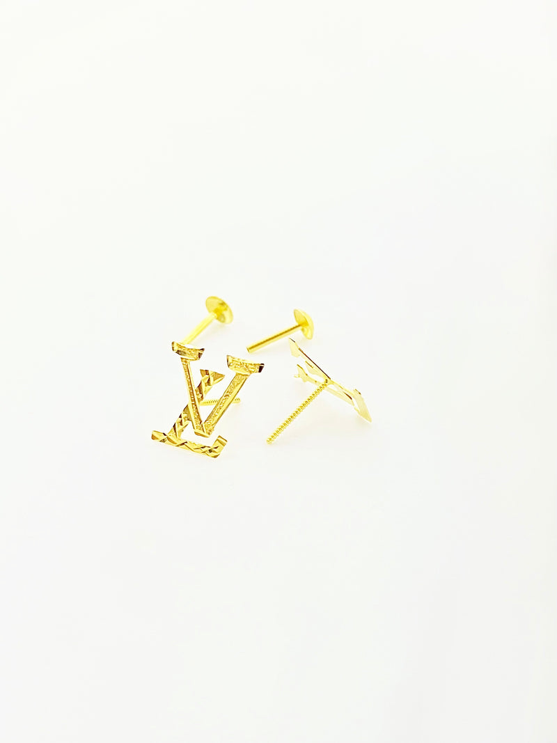 18K Gold Love Screw Earrings - 18k Gold Earrings - Embellish Gold
