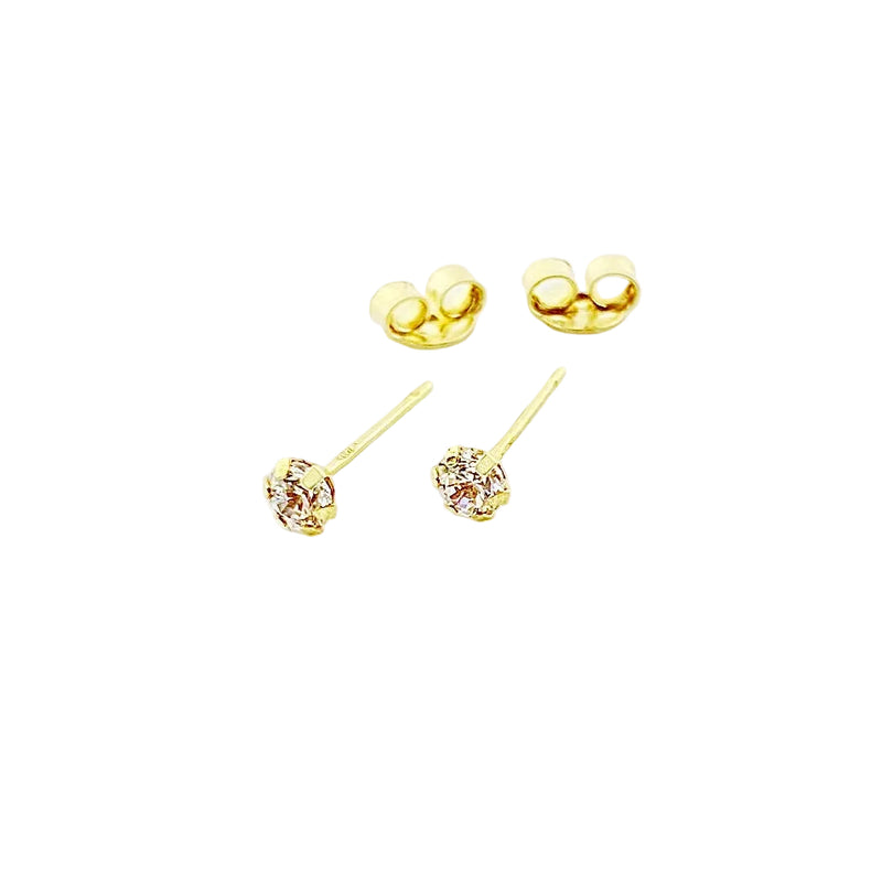 18K Gold Zircon Stone Earrings studs - 18k Gold Earrings - Embellish Gold