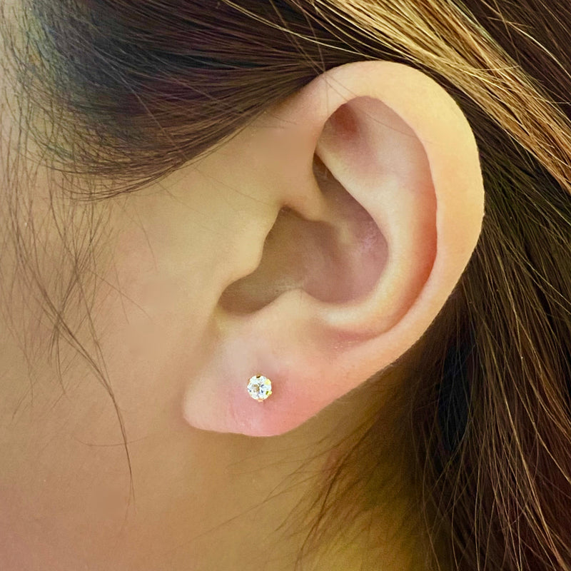 18K Gold Zircon Stone Earrings studs - 18k Gold Earrings - Embellish Gold