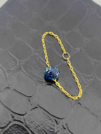 18K Gold Navy Blue Swarovski Chain Ring - Embellish Gold