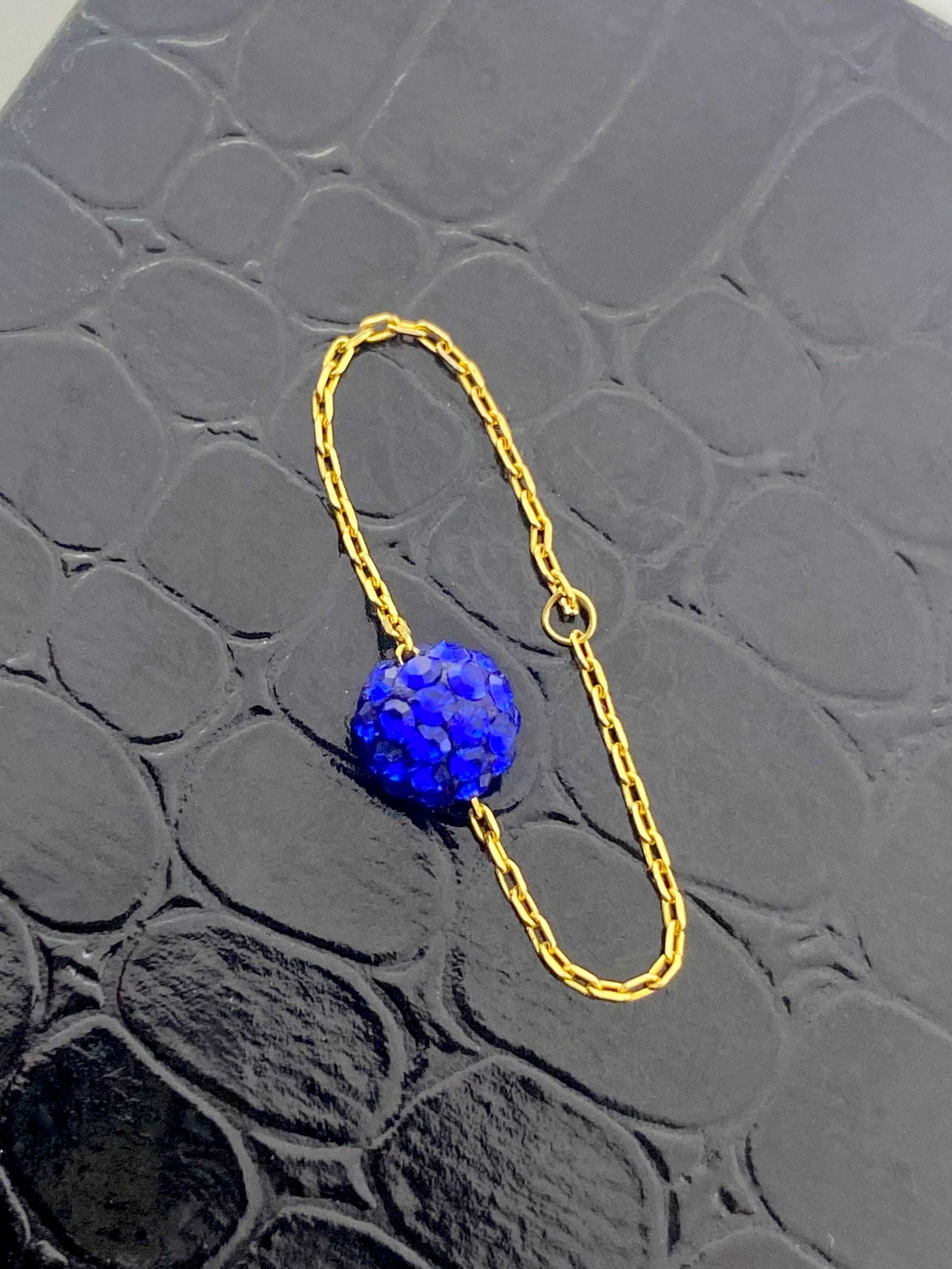 18K Real Gold Blue Swarovski Chain Ring - New Launch - Embellish Gold