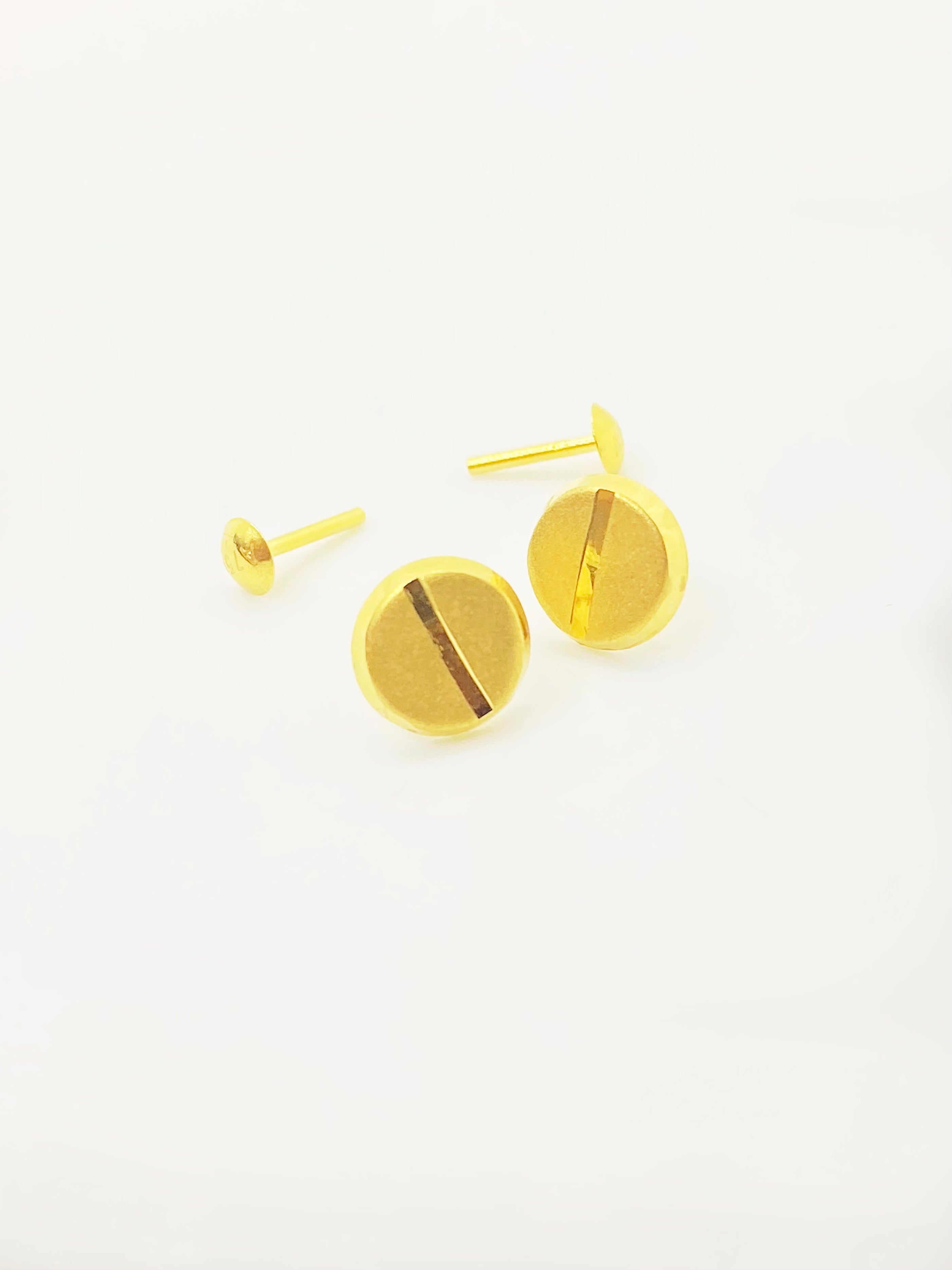 18k Gold Button Screw Earrings - Embellish Gold