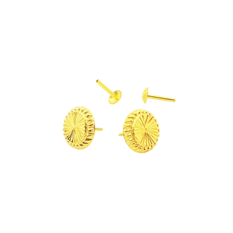 18K Real Gold Round Cut Earrings - 18k Gold Earrings - Embellish Gold