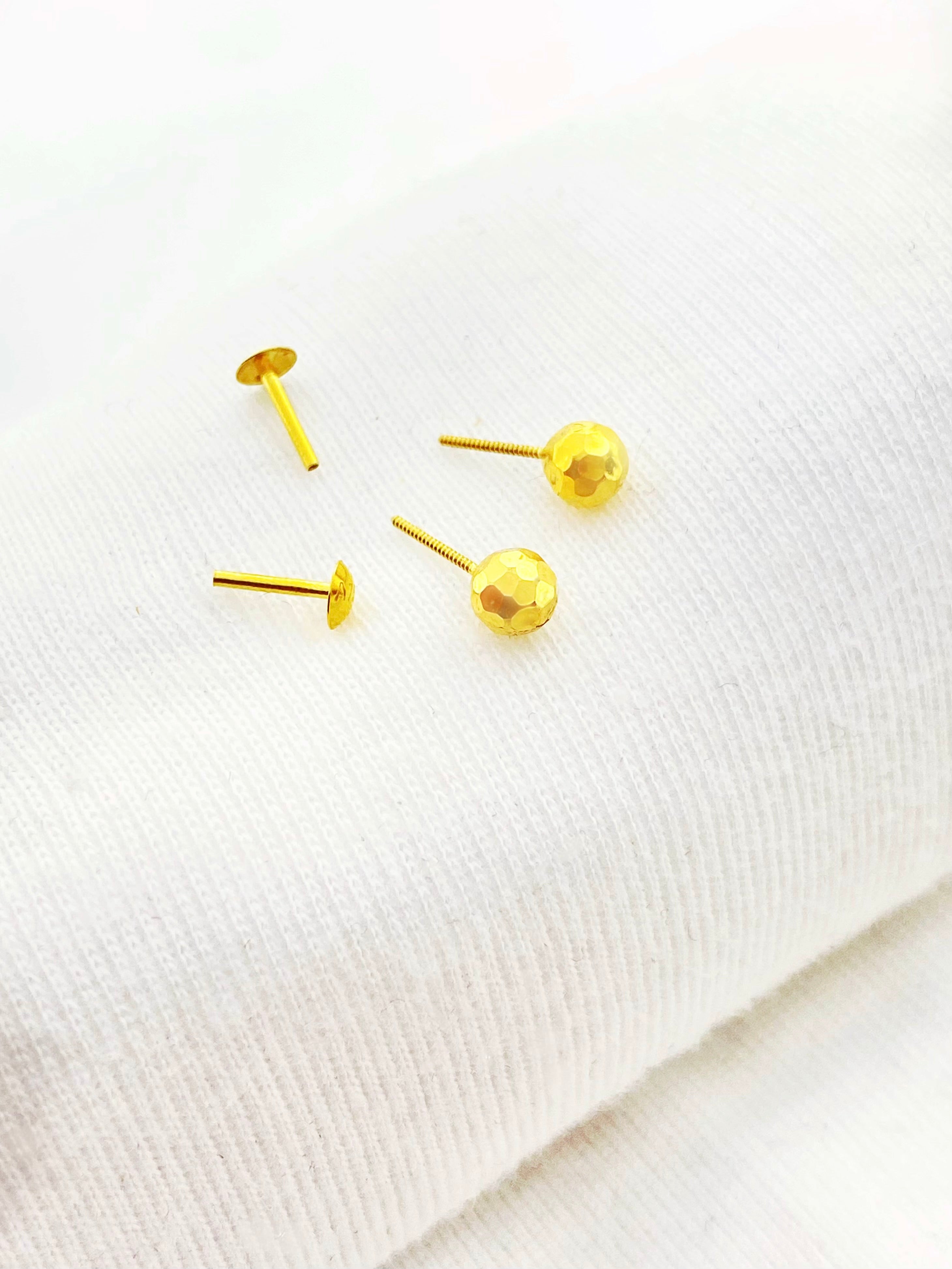 18K Gold Football Screw Earrings - Embellish Gold
