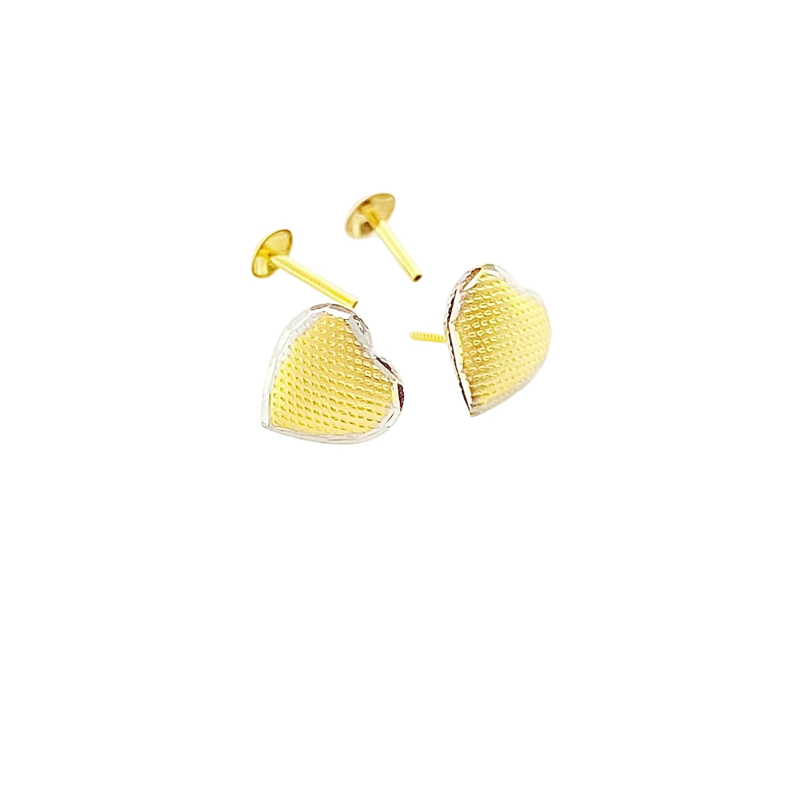 18K Gold Heart Earrings Dual Shade - 18k Gold Earrings - Embellish Gold