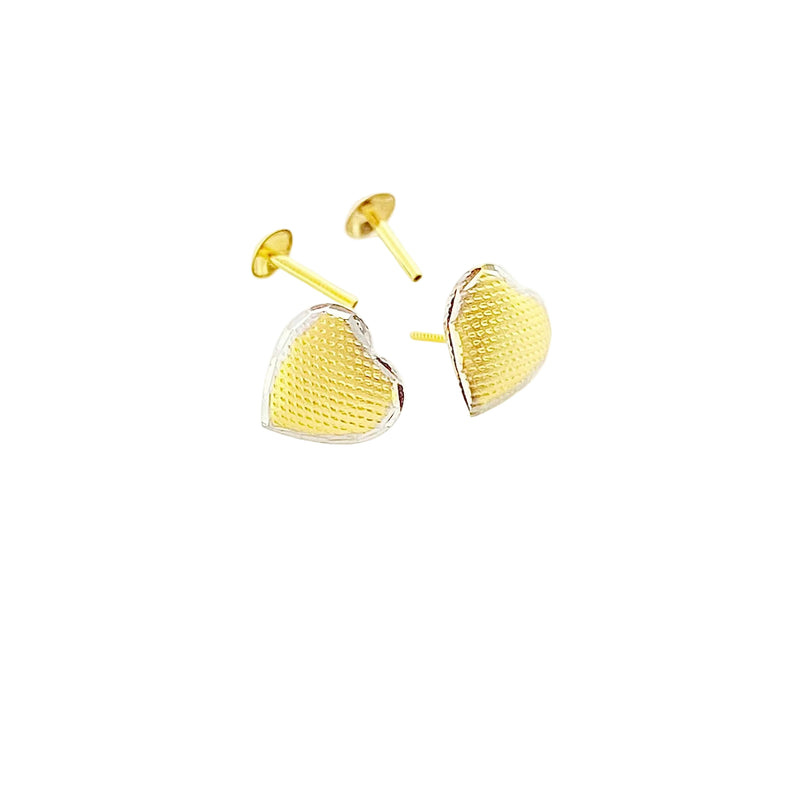 18K Gold Heart Earrings Dual Shade - 18k Gold Earrings - Embellish Gold
