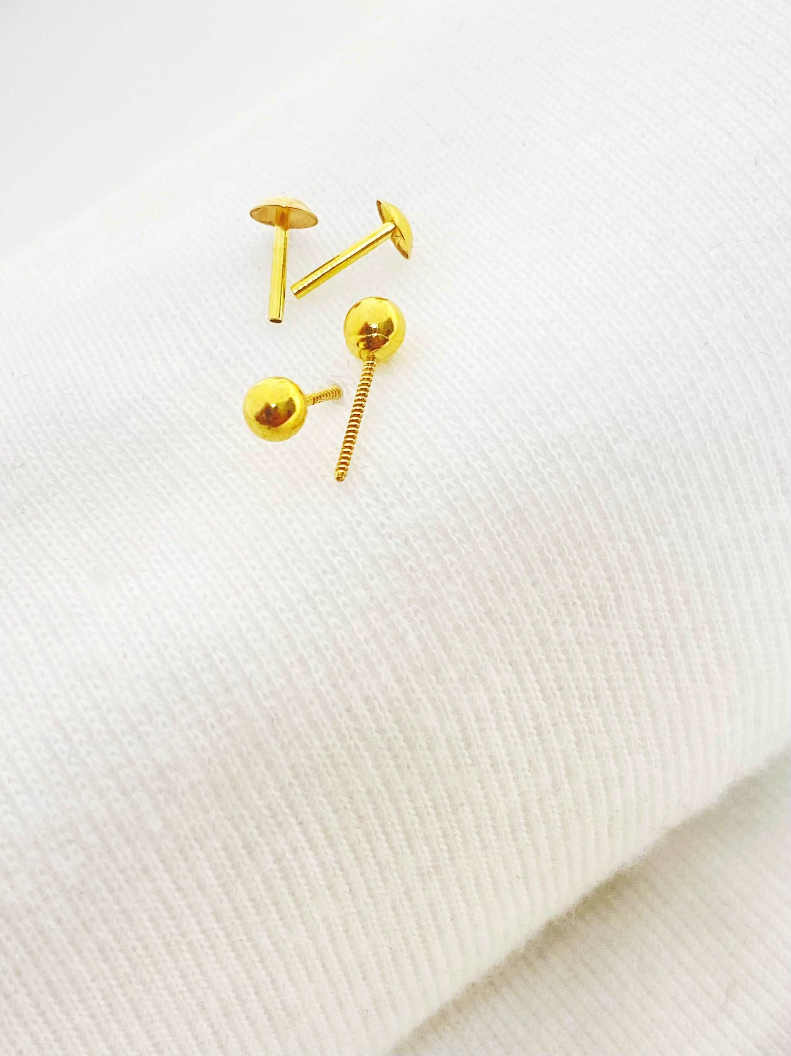 18K Gold Balls Screw Earrings - Embellish Gold